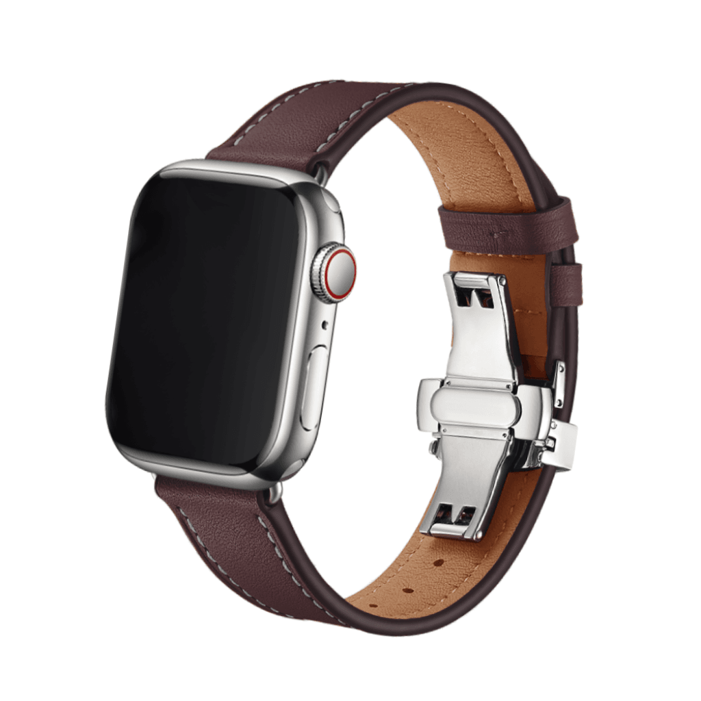 Nava Bands Deep Plum / Silver / 38 / 40 / 41mm NavaBands Leather Butterfly Straps