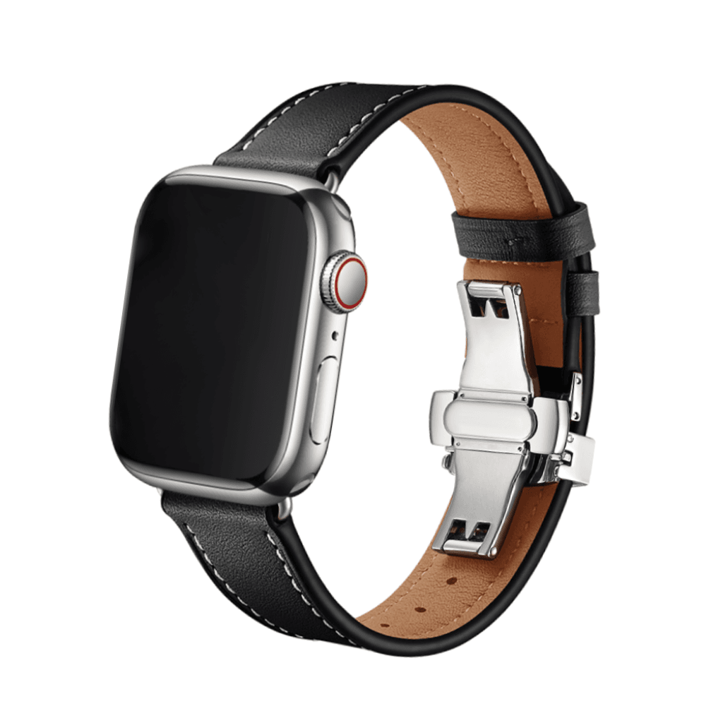 Nava Bands Onyx Black / Silver / 38 / 40 / 41mm NavaBands Leather Butterfly Straps