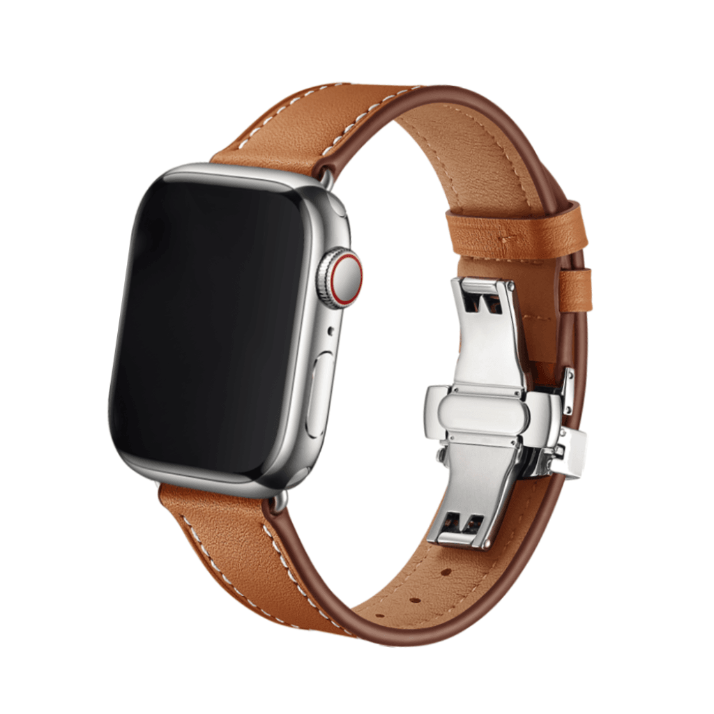 Nava Bands Chestnut Brown / Silver / 38 / 40 / 41mm NavaBands Leather Butterfly Straps